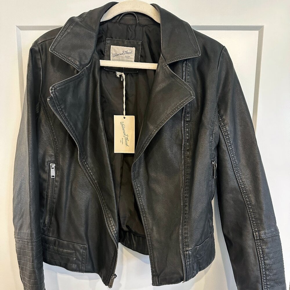 Universal Thread Women's Moto Jacket, Black, Faux Leather